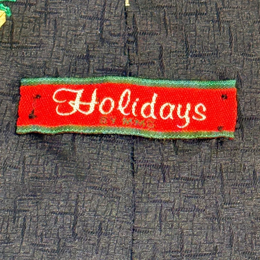 Vintage Holidays Santa Claus Scooter Christmas Necktie Black Novelty Holiday Tie